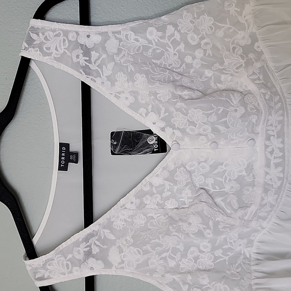 Torrid NWT Fairycore Romantic white chiffon sleeveless babydoll top size large - Picture 4 of 8